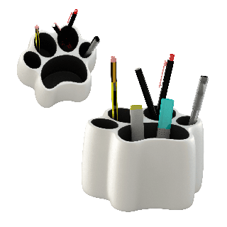 Organizer for pens in the shape of a dog paw