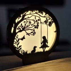 LED lampka dziewczynka na huśtawce z psem | Fluo Dog