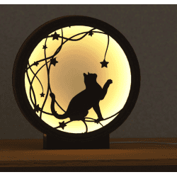 Lamp LED gato entre estrelas – luz de tom quente | Fluo Dog