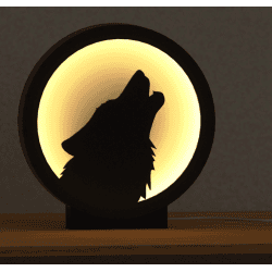 LED lamp wolf against the moon - warm light | Fluo Dog