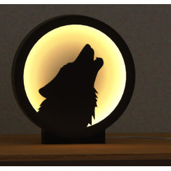 Lampka LED wilk na tle księżyca – ciepłe światło | Fluo Dog