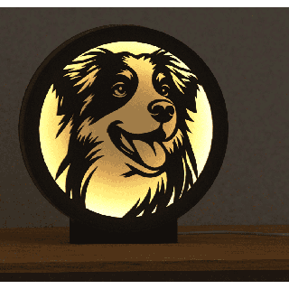 Lampička - pes Border Collie (teplá barva světla)