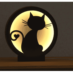 Lámpara LED gato con corazón - luz de color cálido | Fluo Dog