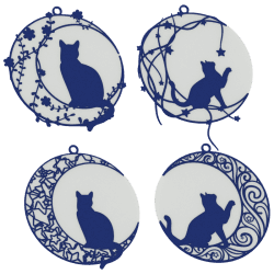 Cat on the Moon Bauble Set – White and Navy | Fluo Dog