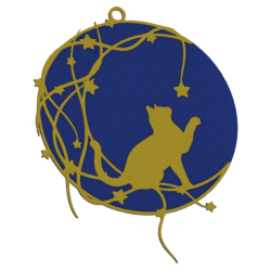 Set de bolas de Navidad con gato en la luna - azul marino y dorado | Fluo Dog