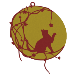 Set de adornos con gato en la luna – oro y rojo | Fluo Dog