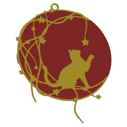 Conjunto de bolas de Natal com gato na lua – vermelhas com dourado | Fluo Dog