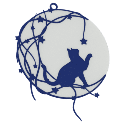 Ensemble de boules de Noël avec un chat sur la lune - blanc et bleu marine | Fluo Dog