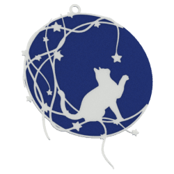 Set di palline con gatto sulla luna – decorazioni blu navy | Fluo Dog