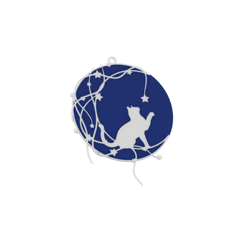 Conjunto de bolas de Natal com gato na lua – enfeites azuis | Fluo Dog