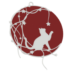 Cat on the Moon Bauble Set – Red Decorations | Fluo Dog