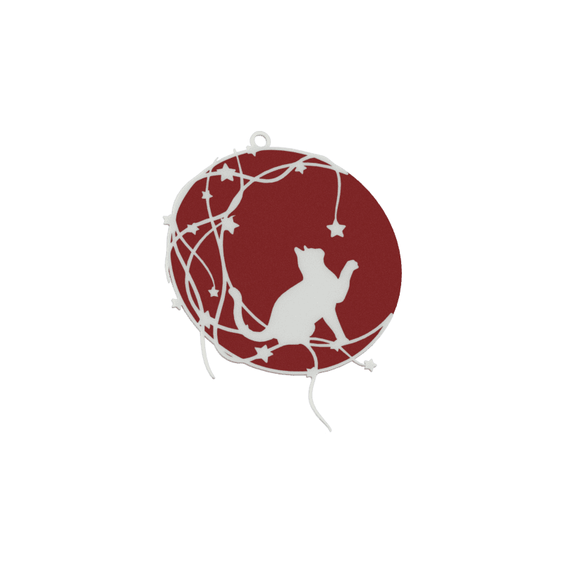 Cat on the Moon Bauble Set – Red Decorations | Fluo Dog