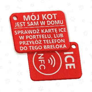 Brelok ICE do klíčů "Kočka byla doma sama" (s NFC)