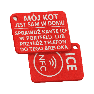 Brelok ICE do klíčů "Kočka byla doma sama" (s NFC)