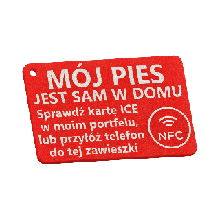 ICE-hänge för ryggsäck "Hunden lämnades ensam hemma" (med NFC)