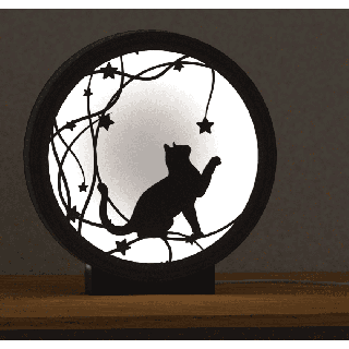 Candeeiro - gato a brincar entre as estrelas (cor clara neutra)