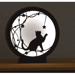 LED-lampje – kat tussen de sterren, neutraal licht | Fluo Dog