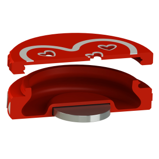 Fluonose Mini LOVE can top view with heart-shaped openings