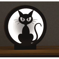 LED-lampa – svart katt, neutralt ljus | Fluo Dog