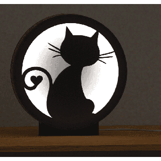 Candeeiro - gato com coração na cauda (cor clara neutra)