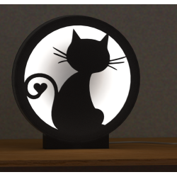 Lampka - kot z serduszkiem na ogonie (neutralna barwa światła)