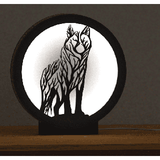 Lampada - albero a forma di cane in piedi di fronte (colore della luce neutro)