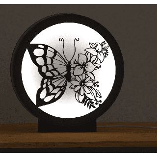 Lampka - motyl z kwiatami na skrzydle (neutral light color)