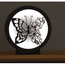 Lampe - sommerfugl med blomster på vingen (nøytral lysfarge)