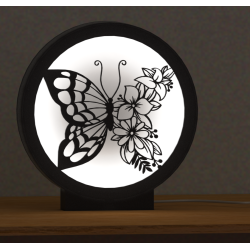 Lampka - motyl z kwiatami na skrzydle (neutralna barwa światła)