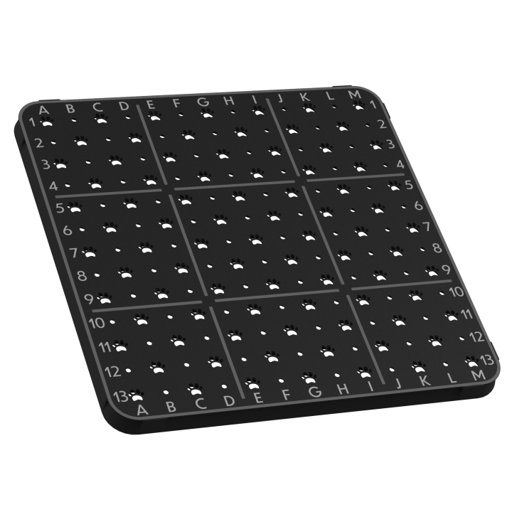 Tablica węchowa z gniazdami na puszki zapachowe - niezawodne narzędzie do nauki celnego wskazywania źródła zapachu.