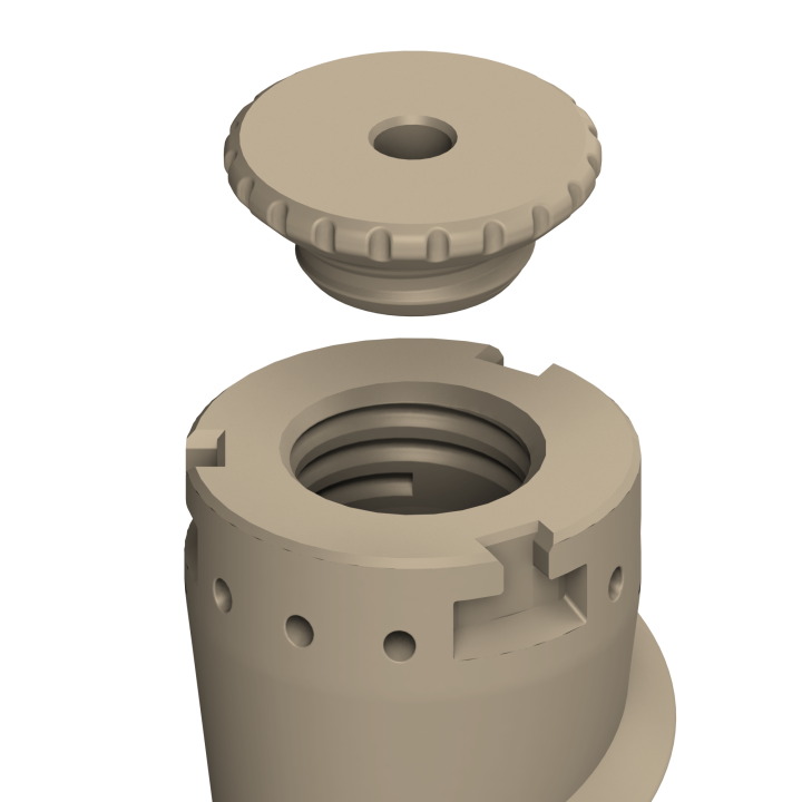 Sprzęt węchowy dla psa – wytrzymały pojemnik do śniegu i błota zapewniający odpowiednie uwalnianie stożka zapachowego.