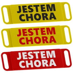 Hoiatuskate kaelarihmale – MA OLEN HAIGE | Fluo Dog