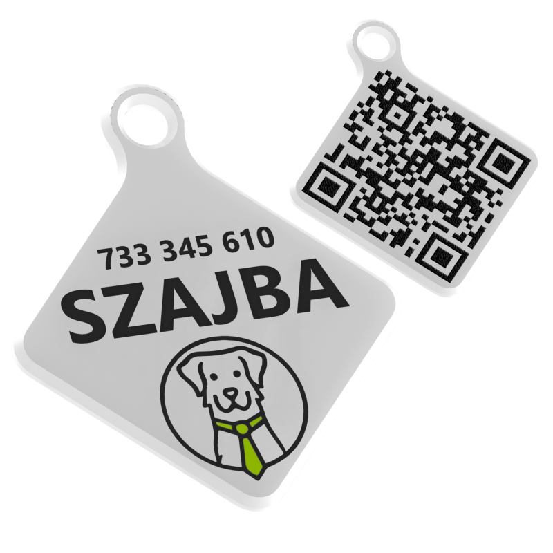 Adresówka dla psa z kodem QR i wizytówką online | Fluo Dog