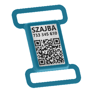 Adresní známka na obojku s QR kódem a online vizitkou
