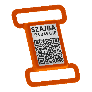 Adresní známka na obojku s QR kódem a online vizitkou
