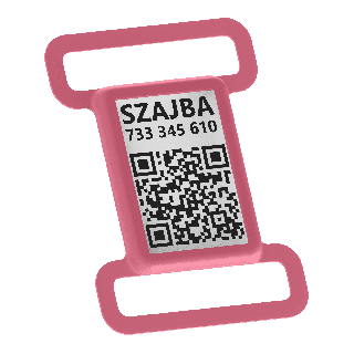 Adresní známka na obojku s QR kódem a online vizitkou