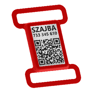 Adresní známka na obojku s QR kódem a online vizitkou