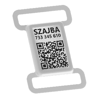 Adresní známka na obojku s QR kódem a online vizitkou
