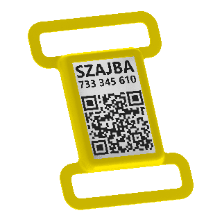 Adresní známka na obojku s QR kódem a online vizitkou
