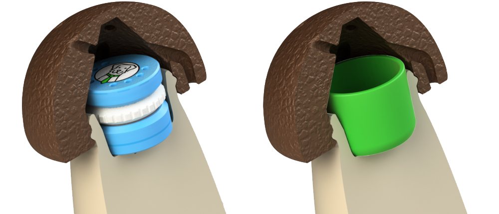 Grzybek węchowy z puszką Fluonose Mikro oraz z kubeczkem zapachowym